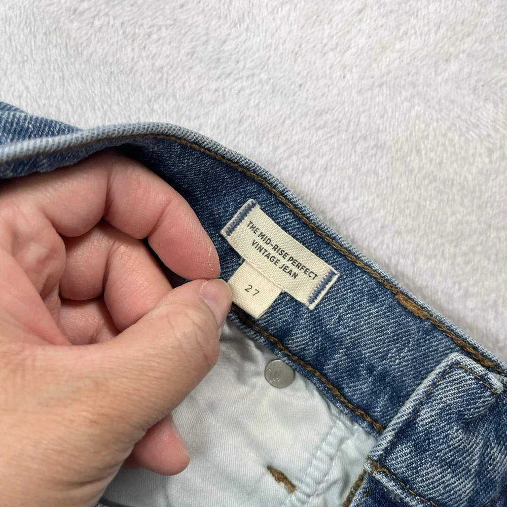 Madewell Mid-Rise Perfect Vintage Jean Womens 27 Medium Wash Casual Fall Winter